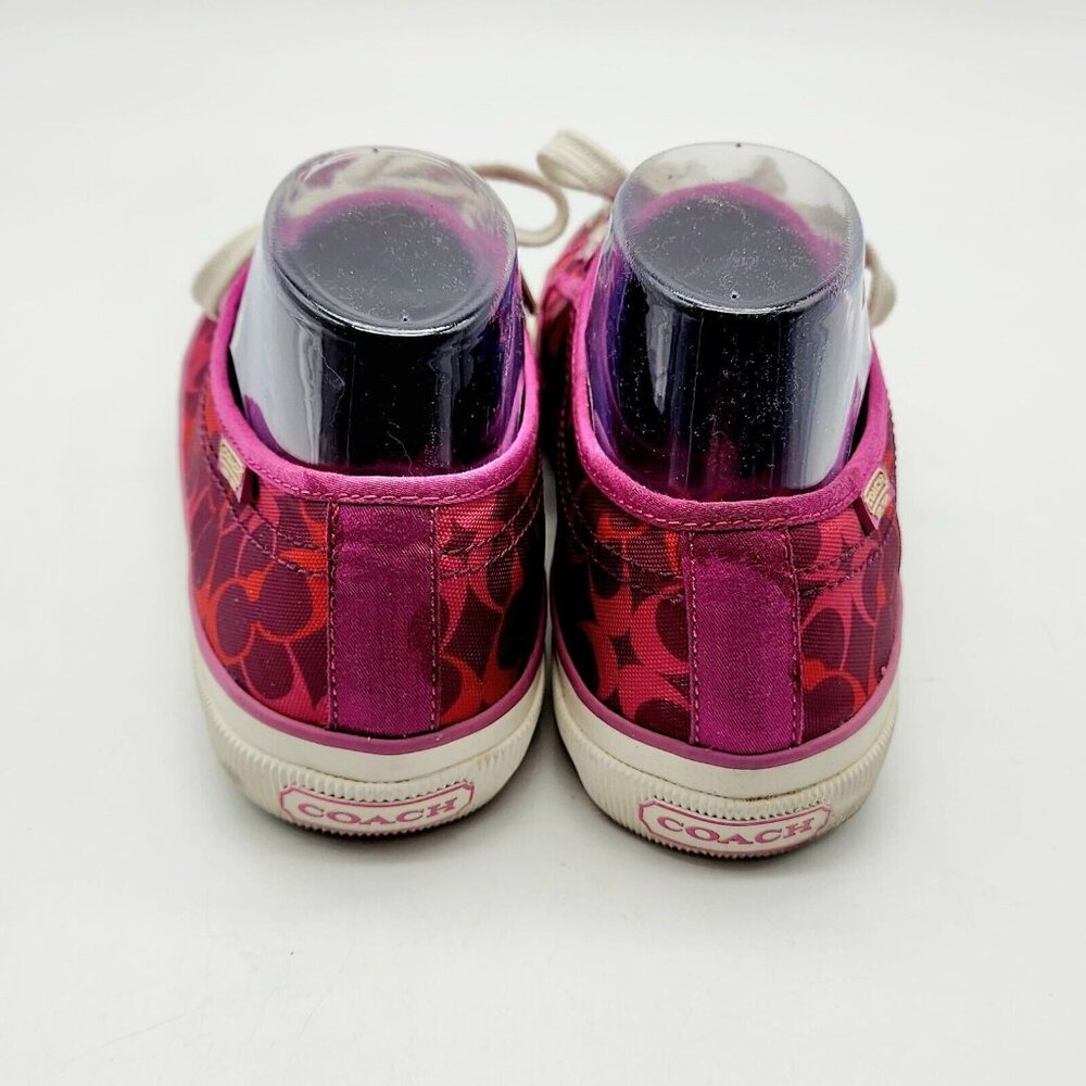 COACH Kalyn Womens Sneakers 7.5 B Pink Red Signature C Logo Lace Up Canvas 7-1/2 - Picture 4 of 11